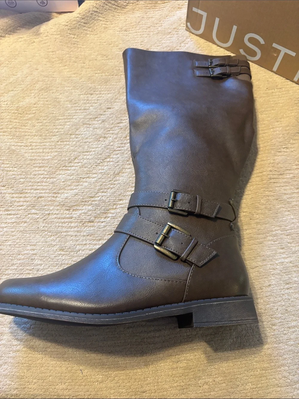 JustFab Brown Hally Over-the-Knee Buckle Boots